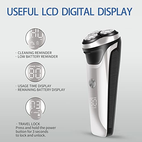 Electric Razor for Men, Face Shaver with pop-up Beard Trimmer, 10448 RPM/MIN, Waterproof, Digital Display(Silvery) | The Storepaperoomates Retail Market - Fast Affordable Shopping