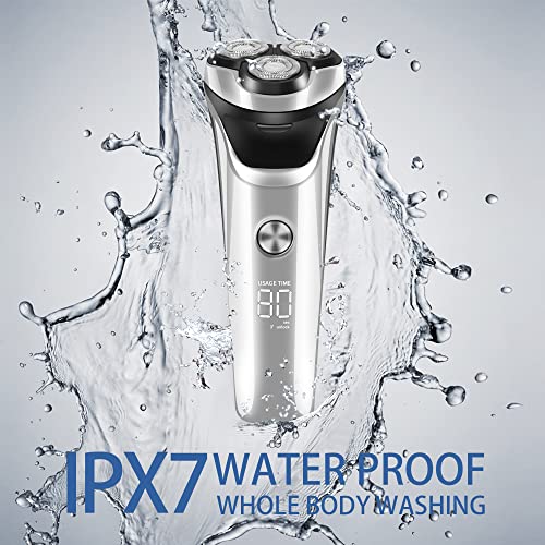 Electric Razor for Men, Face Shaver with pop-up Beard Trimmer, 10448 RPM/MIN, Waterproof, Digital Display(Silvery) | The Storepaperoomates Retail Market - Fast Affordable Shopping