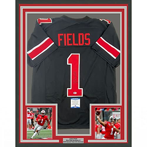 Framed Autographed/Signed Justin Fields 33×42 Ohio State Black College Football Jersey Beckett BAS COA | The Storepaperoomates Retail Market - Fast Affordable Shopping