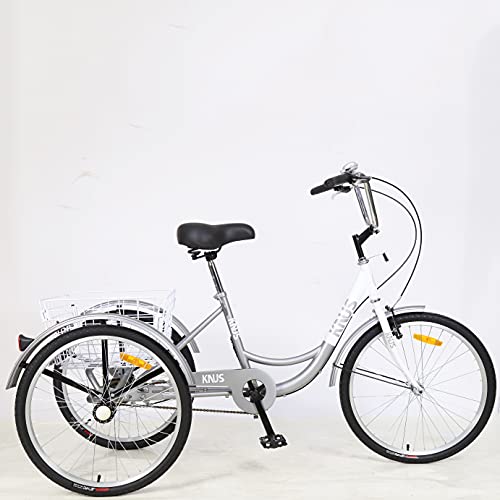 Adult Tricycle Trike,Single Speed Three Wheel Bike,26 inch Cruise Bicycle with Shopping Basket for Seniors,Women and Men-Silver | The Storepaperoomates Retail Market - Fast Affordable Shopping