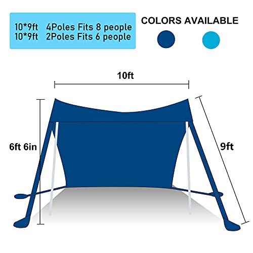 UMARDOO Beach Tent, Pop Up Beach Sunshade Sun Shelter with Carrying Bag (Deep Blue, 10X9 FT(4 Poles)) | The Storepaperoomates Retail Market - Fast Affordable Shopping