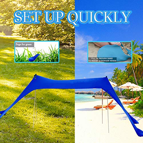 UMARDOO Beach Tent, Pop Up Beach Sunshade Sun Shelter with Carrying Bag (Deep Blue, 10X9 FT(4 Poles)) | The Storepaperoomates Retail Market - Fast Affordable Shopping