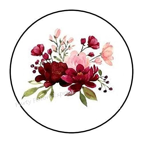 Party Favors Express, Pink Burgundy Flowers Envelope Seals Labels Stickers 1.5In Round (60) | The Storepaperoomates Retail Market - Fast Affordable Shopping