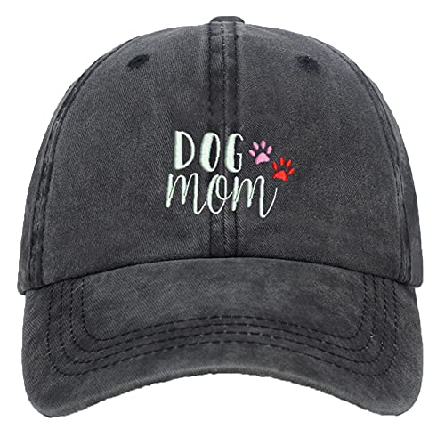 Dog Mom Baseball Cap Vintage Washed Distressed Adjustable Dad Hat for Women (Black 2) | The Storepaperoomates Retail Market - Fast Affordable Shopping