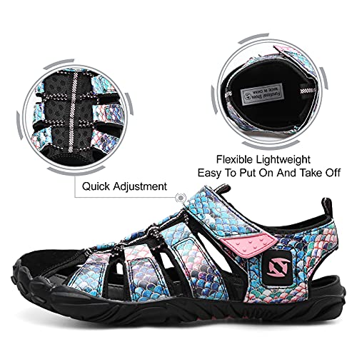 JIASUQI Athletic Quick Dry Swim Pool Hiking Water Shoes Womens Girls Sports Sandals Sneakers Colorful Fish Scale 10Women/8.5Men | The Storepaperoomates Retail Market - Fast Affordable Shopping