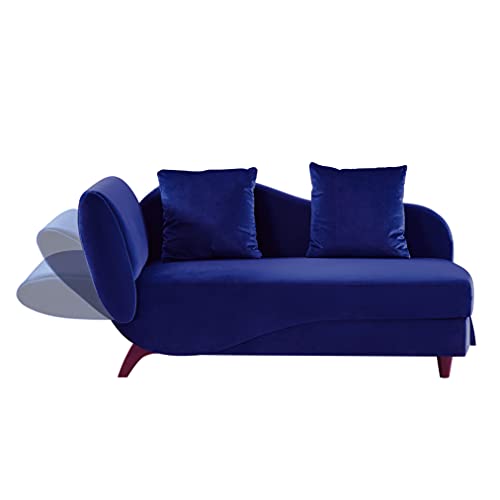 Storage Chaise Lounge, Modern Velvet Chaise Lounge with Wood Legs, Indoor Ultra Comfortable Open Fold Spa Sofa Recliner Couch Chair Long Lounger for Bedroom, Office, Living Room (Blue) | The Storepaperoomates Retail Market - Fast Affordable Shopping
