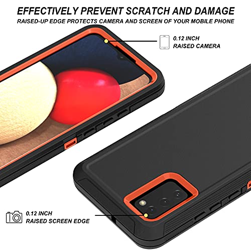 ONOLA Compatible with Samsung A02S Case,Galaxy A02S Case with HD Screen Protector (2 Pack),Samsung Galaxy A02S Case Durable Shockproof Dustproof 3-Layer Cover for Samsung A02S Phone Case(BlackOrange) | The Storepaperoomates Retail Market - Fast Affordable Shopping