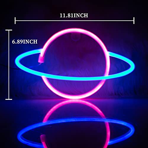 Neon Signs,Neon Signs for Wall Decor,Led Signs with Hanging Hook for Bedroom,Planet Neon Signs for Christmas Wedding Boys Room Decor or Living Room(Pink&Blue) | The Storepaperoomates Retail Market - Fast Affordable Shopping