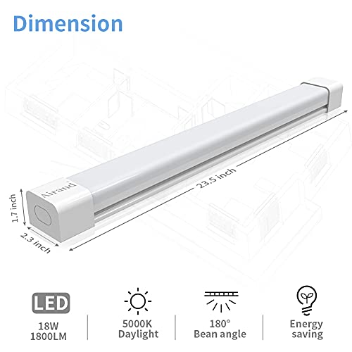 Airand LED Shop Light, 2FT 4FT Plug-in LED Ceiling Light, 18W 1800LM 5000K Linkable Utility Under Cabinet Light, Waterproof Hardwired Closet Light Tube with Switch Cord for Kitchen Garage Office Shop… | The Storepaperoomates Retail Market - Fast Affordable Shopping