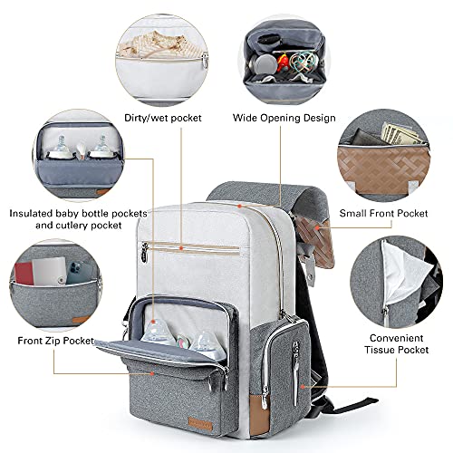 Diaper Bag Backpack, Lekebaby Baby Diaper Bags Multifunction Travel Back Pack with Changing Pad & Stroller Straps, Grey | The Storepaperoomates Retail Market - Fast Affordable Shopping