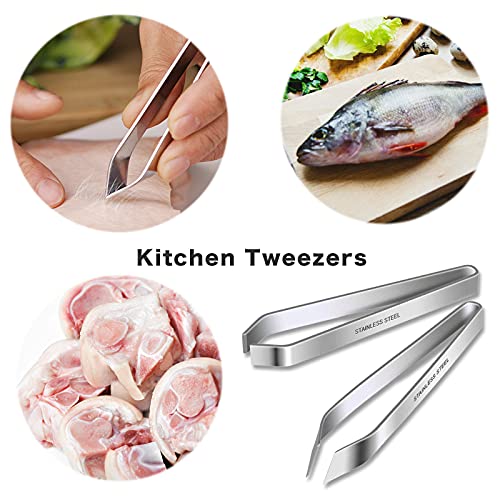 Tanmivvy 2 Pcs Fish Bone Tweezers, Fish Bone Pliers, Stainless Steel Flat and Slant Tweezers, Kitchen Meat Hair Remover Tool, Suitable for Salmon and Sea Bass Deboning | The Storepaperoomates Retail Market - Fast Affordable Shopping