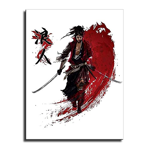 Samurai Warrior Ninja Wall Art Poster Picture Art Print Home Room Decor Canvas Mural – FINDEMO (12x16inch-Framed,style25)