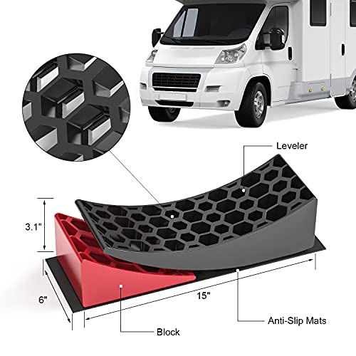Rophor Camper Levelers, RV Leveling Blocks Ramps Kit for Travel Trailer, Include Two Curved Levelers, Two Chocks, Two Anti-Slip Mats and Carrying Bag, Up to 35,000 lbs | The Storepaperoomates Retail Market - Fast Affordable Shopping