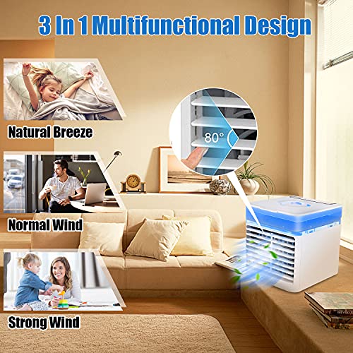 COAIRI Air Conditioner Portable for Room – 3 in 1 Design Evaporative Compac Air Cooler Fan 3 Wind Speeds,USB Personal Mini Ice Ac Fan 7 Colors Night Light for Home,Office and Room,Outdoor, White | The Storepaperoomates Retail Market - Fast Affordable Shopping