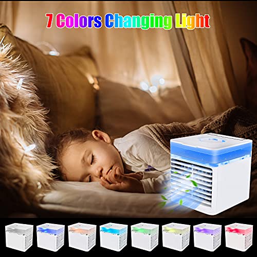 COAIRI Air Conditioner Portable for Room – 3 in 1 Design Evaporative Compac Air Cooler Fan 3 Wind Speeds,USB Personal Mini Ice Ac Fan 7 Colors Night Light for Home,Office and Room,Outdoor, White | The Storepaperoomates Retail Market - Fast Affordable Shopping