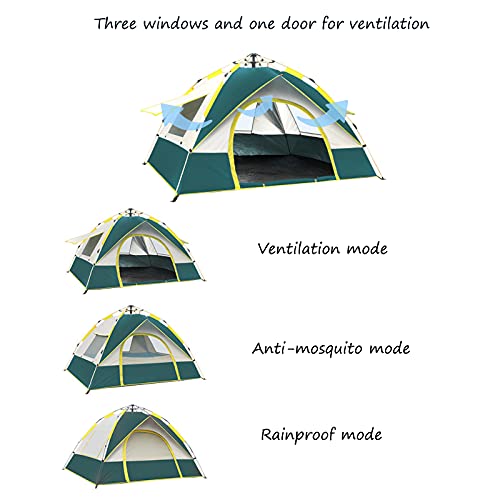 HSXXKJGS pop up Tent 2/4 Person Easy Up Camping Tents Advanced Venting Design with 3 Ventilation Windows and Waterproof Top Cover (Green,2 Person) | The Storepaperoomates Retail Market - Fast Affordable Shopping