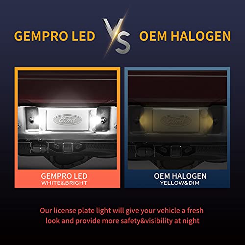GemPro License Plate Light Assembly LED Tag Lamp Replacement for Ford F150 F250 F350 F450 F550 Superduty Bronco Excursion Ranger Expedition Explorer Rear Plate Lights, 6000K White, 2PCS (Black) | The Storepaperoomates Retail Market - Fast Affordable Shopping