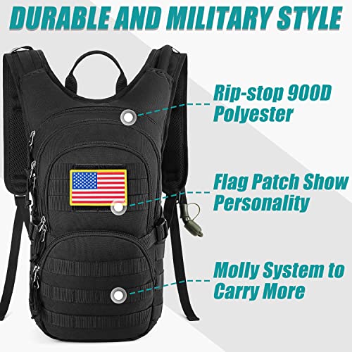 SHARKMOUTH Tactical Molle Hydration Pack Backpack with 2L BPA Free Leak-Proof Water Bladder, Great Storage and Comfortable Military Daypack for Hiking, Running, Cycling, Hunting & Working Out, Black | The Storepaperoomates Retail Market - Fast Affordable Shopping