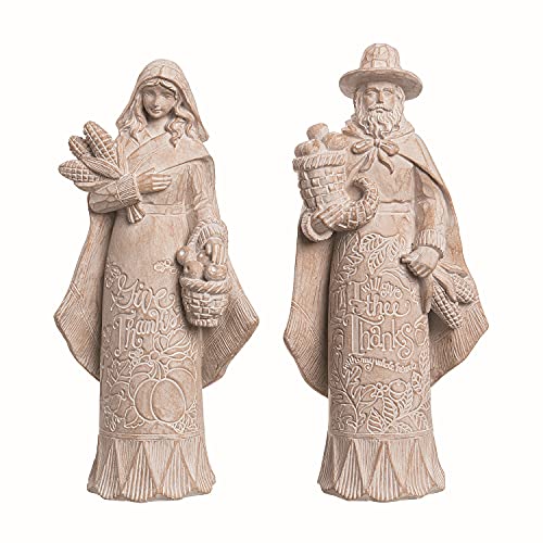 One Holiday Way Set of 2 8.5-Inch Elegant White Washed Beige Carved Pilgrim Figurines with Fall Sayings – Table, Shelf, Mantel Decoration – Thanksgiving Centerpiece – Country Harvest Home Decor | The Storepaperoomates Retail Market - Fast Affordable Shopping