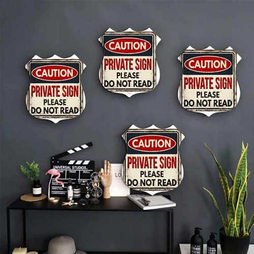 Metal Tin Sign-Caution Private Sign do not Read Vintage Rusty Metal Sign on a White Background Vector Illu-Shield Iron Painting Retro Home Kitchen Office Garden Garage Wall Decor Tin Plaque LZ 12×12 | The Storepaperoomates Retail Market - Fast Affordable Shopping