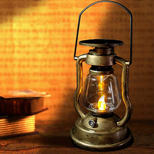 Dancing Flame Led Vintage Lantern, Outdoor Hanging Multifunctional Solar Lamp Night Candle Light Switch Control Led Night Lights Home Decor for Garden Patio Deck Yard Path(Copper) | The Storepaperoomates Retail Market - Fast Affordable Shopping
