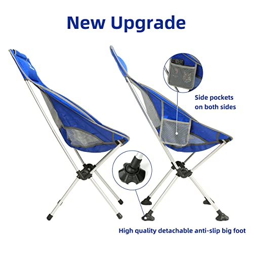 Rock Cloud Portable Camping Chair Ultralight with Anti-Slip Large Feet High Back Folding Chairs Outdoor for Camp Hiking Backpacking Lawn Beach Sports, Blue | The Storepaperoomates Retail Market - Fast Affordable Shopping