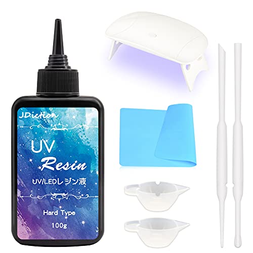 JDiction UV Resin Kit with Light, Super Crystal Clear Hard Resin Glue Sunlight Curing UV Resin Starter Kit for Jewelry, DIY Craft Decoration, Casting and Coating | The Storepaperoomates Retail Market - Fast Affordable Shopping
