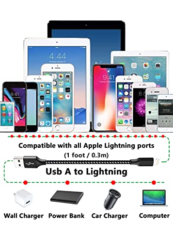 GKW Short iPhone Charger Cable 1ft Power Bank Cable,1 Foot Lightning Cable Compatible with iPhone 12 Pro Max/12 Mini/11 Pro Max/Xs Max/XR/X/8 Plus/SE 2020/7/6/5/se,Black | The Storepaperoomates Retail Market - Fast Affordable Shopping