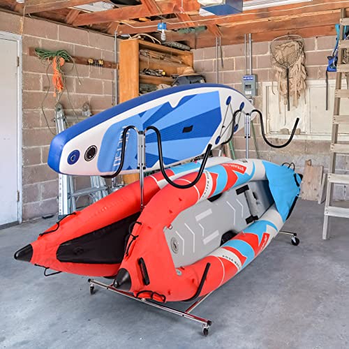 Freestanding Kayak Storage Rack, Heavy Duty Kayak Stand, Standing Storage for Four Kayak, SUP, Paddleboard for Indoor, Outdoor, Garage, Shed, or Dock, Adjustable Length & Height, Max Load 220Lbs | The Storepaperoomates Retail Market - Fast Affordable Shopping