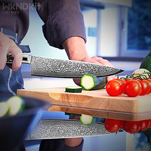 WKNDKIT Damascus Chef Knife 8 inch best VG-10 Japanese Knife with black-golden Handle, Professional High Carbon, Kitchen cooking knife, cuchillos de chef Luxury Gift Box | The Storepaperoomates Retail Market - Fast Affordable Shopping