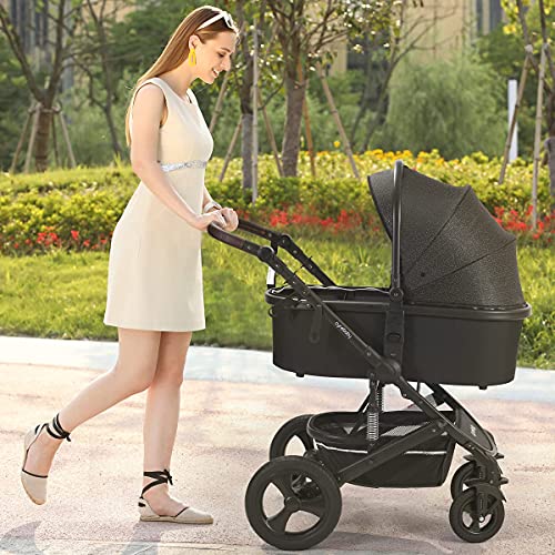 Newborn Infant Toddler Baby Stroller – Cynebaby 2 in 1 High Landscape Convertible Reversible Anti-Shock Bassinet Carriage Pram Stroller Add Cup Holder, Footmuff and Diaper Bag (Starry Night) | The Storepaperoomates Retail Market - Fast Affordable Shopping