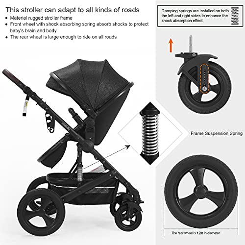 Newborn Infant Toddler Baby Stroller – Cynebaby 2 in 1 High Landscape Convertible Reversible Anti-Shock Bassinet Carriage Pram Stroller Add Cup Holder, Footmuff and Diaper Bag (Starry Night) | The Storepaperoomates Retail Market - Fast Affordable Shopping