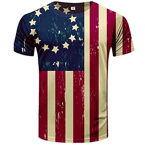 Burband 2021 Men’s 4th of July Workout Muscle T-Shirt Short Sleeve American USA Flag Printed Graphic Tee Athletic Tops, Red , 3X-Large | The Storepaperoomates Retail Market - Fast Affordable Shopping
