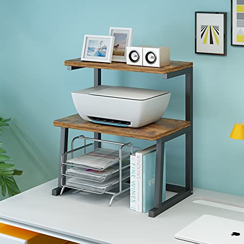 TMUCUNG Desktop Printer Stand with Storage, 3-Tier Multifunctional Stand for Printer Scanner, Book Shelf Printer Stand Tables for Small Space, Organizer Shelves for Home Office Kitchen – Brown | The Storepaperoomates Retail Market - Fast Affordable Shopping