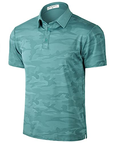 Derminpro Men’s Camouflage Polos Short Sleeve Quick Dry Collared Golf Shirts Teal Camo Large | The Storepaperoomates Retail Market - Fast Affordable Shopping
