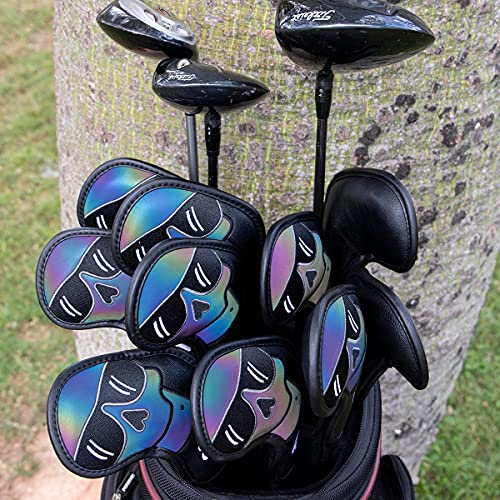 Golf Iron Covers 10pcs,Golf Iron Head Covers Leather Golf Iron Covers Set Skeleton Golf Iron Headcovers,Long Neck Golf Club Head Covers for Iron with Magic Tape Fit All Brands | The Storepaperoomates Retail Market - Fast Affordable Shopping