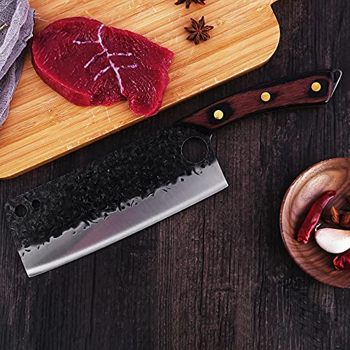 XYJ 7.5 Inch Nakiri Vegetable Knife Stainless Steel Traditional Japanese Kitchen Knives Tall Nakiri Cleaver With Whetstone Full Tang Ergonomic Balanced Wood Handle – Finger Hole Knives | The Storepaperoomates Retail Market - Fast Affordable Shopping