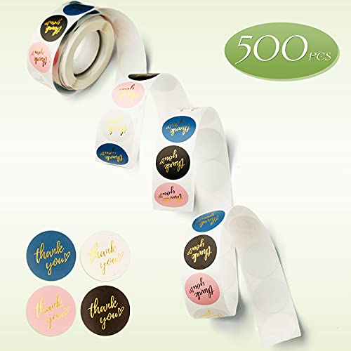 Thank You Stickers, Roll of 500pcs 1Inch Premium Seal Stickers with 4 Designs Round Stickers Labels for Greeting Cards, Flower Bouquets, Gift Wraps, Bottle, Mailers Bag | The Storepaperoomates Retail Market - Fast Affordable Shopping