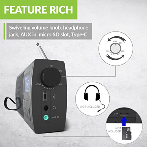 Avantree Soundbyte 860s Portable FM Radio with Bluetooth & SD Card MP3 Player 3-in-1, 6W Wireless Speaker, 8H Rechargeable & Replaceable Battery, Auto Channel Scan & Preset (No AM) | The Storepaperoomates Retail Market - Fast Affordable Shopping