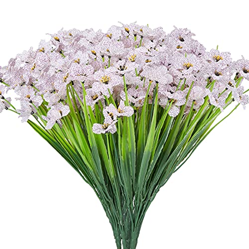 URSTOUD 6 Bundles Artificial Orchid Flowers, Fake Artificial Greenery UV Resistant No Fade Faux Plastic Flowers for Wedding Bridal Bouquet Indoor Outdoor Home Garden Kitchen Office Table Vase(White)
