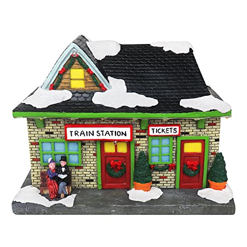 Top Treasures Christmas Village Tabletop Train Station Pre-lit Winter Snow Village Perfect Addition to Your Christmas Indoor Home Decorations Great Centerpiece for Your Collection | The Storepaperoomates Retail Market - Fast Affordable Shopping
