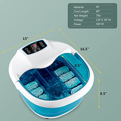 COSTWAY Foot Spa/ Bath Massager, with Heat & Bubbles & 6 Electric Massage Rollers, Circulating Heating System, Temperature & Time Control, Foot Tub Soaking for Fatigue Release, Home Use (Blue) | The Storepaperoomates Retail Market - Fast Affordable Shopping