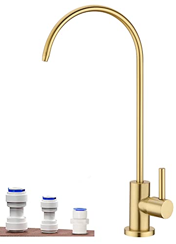 Drinking Water Faucet, Modern Brass Drinking Water Purifier Faucet, Commercial Bar Sink Drinking Water Purifier Faucet, Fit for Reverse Osmosis Water Purify System (Brushed Gold)