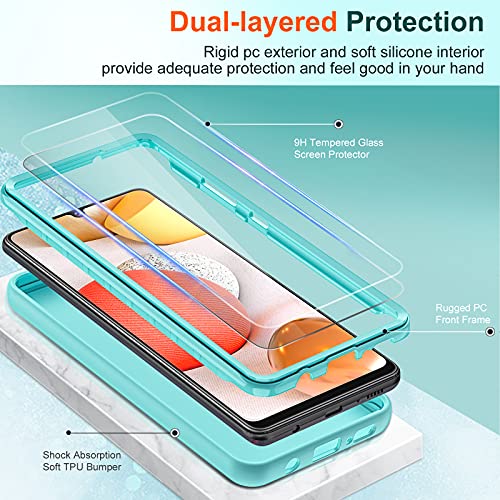 LeYi for Galaxy A42 5G Case, Samsung Galaxy A42 5G Case with [2 x Tempered Glass Screen Protector], Full-Body Shockproof Soft Liquid Silicone Hybrid Protective Phone Case for Galaxy A42, Mint/Green | The Storepaperoomates Retail Market - Fast Affordable Shopping