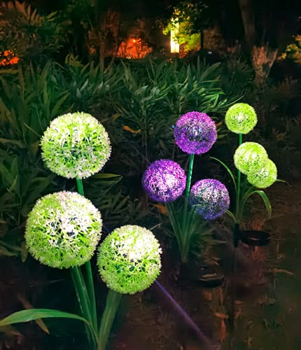 YIMISHION Flowers Solar Light Outdoor Decor, 3 LED Waterproof Stake Light, Garden Landscape Lights for Patio Lawn Pathway Yard decor (Green+Purple) | The Storepaperoomates Retail Market - Fast Affordable Shopping