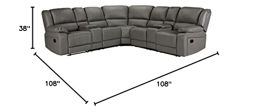 UNIROI Motion Faux Sectional Sofa with Cup Holders, Large PU Leather L-Shape Corner Reclining Couch for Living Room Home Theatre Office Furniture, Luxury Gray | The Storepaperoomates Retail Market - Fast Affordable Shopping