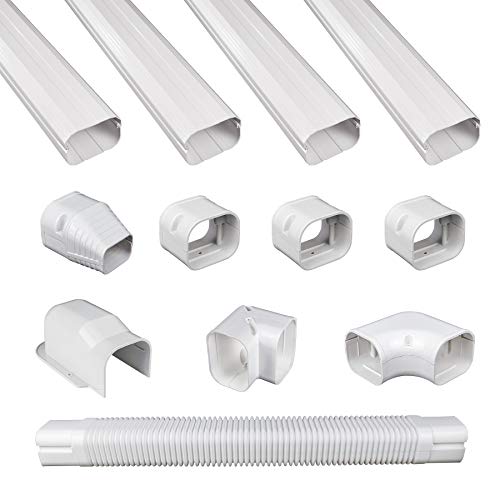 Pearwow 3″ W 15Ft L Decorative PVC Line Set Cover Kit for Ductless Mini Split Air Conditioners,Heat Pumps Systems Decorative Tubing Cover