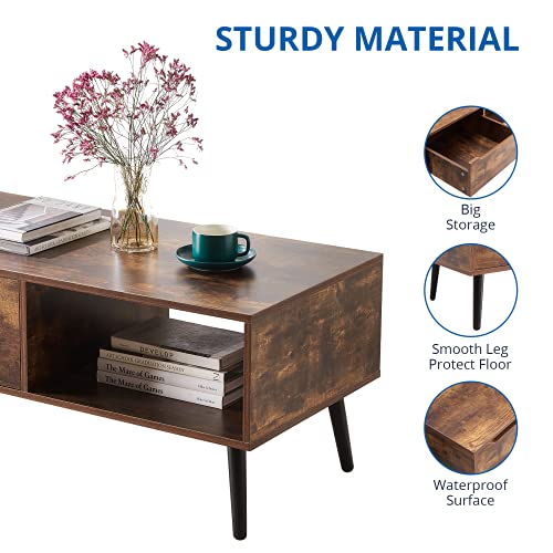 Cozy Castle Modern Coffee Table, Wooden Cocktail Table with Storage, Minimalist Hallway Table, Mid Century Modern Coffee Table for Living Room Apartment Reception | The Storepaperoomates Retail Market - Fast Affordable Shopping