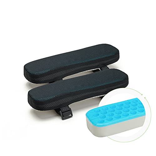 LargeLeaf Chair Armrest Cooling Gel Cushions Elbow Pillow Pressure Relief Office Chair Gaming Chair armrest with Memory Foam armrest Pads 2-Piece Set of Chair
