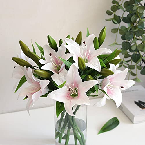 NC Artificial Tiger Lily 6PCS, Wedding Home Photography Decoration Fake Flower Party Family Hotel Office Garden Shop Real Touch Dining Table, White | The Storepaperoomates Retail Market - Fast Affordable Shopping